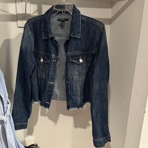 Forever 21 Cropped Denim Blue Women's Jacket Medium